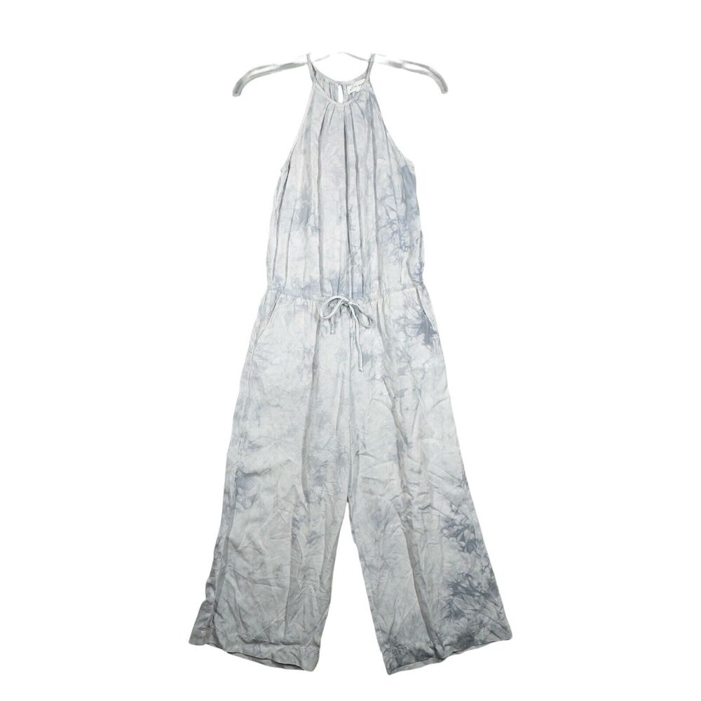 Bella Dahl Jumpsuit Womens Small Blue Tie Dye‎ Pleated Wide Leg Jumper Hippie